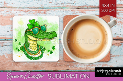 St. Patricks Day Square Coaster - Cute Animals Coaster PNG Product Image 1