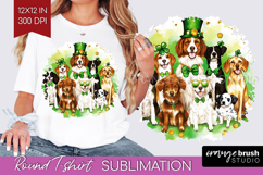 St. Patricks Day Round Tshirt Background - Cute Animals PNG Product Image 1