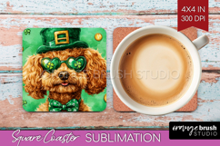 St. Patricks Day Square Coaster - Cute Animals Coaster PNG Product Image 1