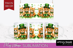 St. Patricks Day Mug Wrap - Cute Animals Mug PNG Sublimation Product Image 1