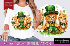 St. Patricks Day Round Tshirt Background - Cute Animals PNG Product Image 1