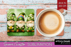 St. Patricks Day Square Coaster - Cute Animals Coaster PNG Product Image 1