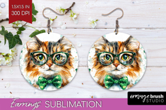 St. Patricks Day Round Earrings - Cute Animals PNG Product Image 1