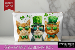 St. Patricks Day Cosmetic Bag - Cute Animals Makeup Bag PNG Product Image 1