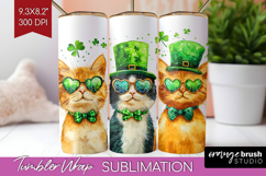 St. Patricks Day Tumbler Wrap - Cute Animals Tumbler PNG Product Image 1