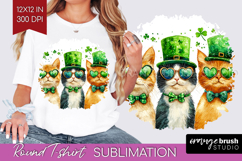 St. Patricks Day Round Tshirt Background - Cute Animals PNG Product Image 1