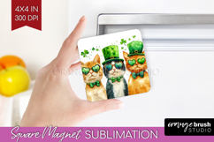St. Patricks Day Magnet Sublimation - Cute Animals Square Product Image 1