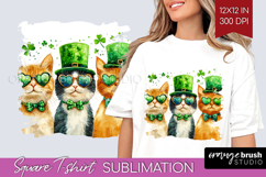 St. Patricks Day Square Tshirt Background - Cute Animals PNG Product Image 1