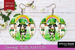 St. Patricks Day Round Earrings - Cute Animals PNG Product Image 1