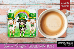 St. Patricks Day Square Coaster - Cute Animals Coaster PNG Product Image 1