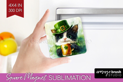 St. Patricks Day Magnet Sublimation - Cute Animals Square Product Image 1