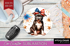 Staffordshire Bull Terrier Dog Car Coaster Patriotic Dog PNG Product Image 1