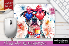 Staffordshire Terrier Dog Mouse Pad Sublimation 4th Of July Product Image 1