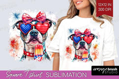 Staffordshire Terrier Dog Square Tshirt Background 4th Of Product Image 1