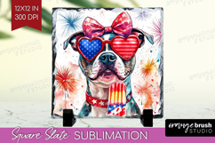 Staffordshire Terrier Dog Slate PNG 4th Of July Square Slate Product Image 1