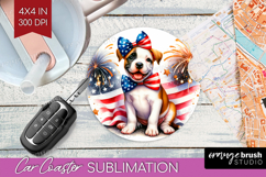 Staffordshire Terrier Dog Car Coaster Patriotic Dog Coaster Product Image 1