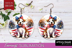 Staffordshire Terrier Dog Round Earrings Patriotic Dog PNG Product Image 1