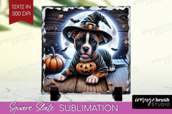 Staffy Dog Slate PNG Halloween Square Slate Sublimation Product Image 1