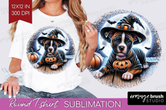 Staffy Dog Round Tshirt Background Halloween PNG Sublimation Product Image 1