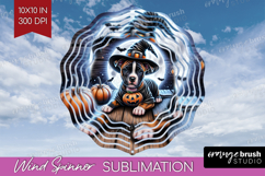 Staffy Dog Wind Spinner Sublimation PNG Halloween Round Product Image 1