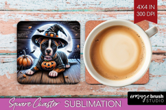Staffy Dog Square Coaster Halloween Coaster PNG Sublimation Product Image 1