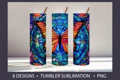 Stained Glass Butterfly Tumbler Wrap Sublimation Product Image 3