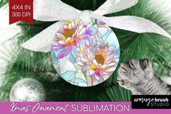 Stained Glass Flowers Ornament PNG - Floral PNG Sublimation Product Image 1