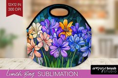 Stained Glass Flowers Lunch Bag - Floral Lunch Bug PNG Product Image 1