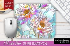 Stained Glass Flowers Mouse Pad Sublimation - Floral PNG Product Image 1