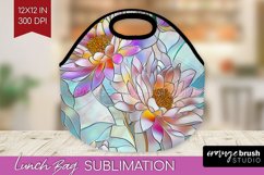 Stained Glass Flowers Lunch Bag - Floral Lunch Bug PNG Product Image 1
