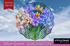 Stained Glass Flowers Wind Spinner Sublimation PNG - Floral Product Image 1