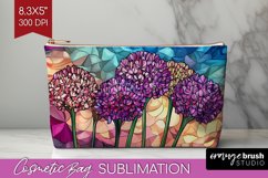 Stained Glass Flowers Cosmetic Bag - Floral Makeup Bag PNG Product Image 1