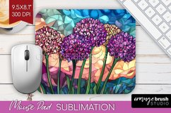 Stained Glass Flowers Mouse Pad Sublimation - Floral PNG Product Image 1