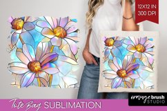 Stained Glass Flowers Tote Bag - Floral Tote Bag PNG Product Image 1