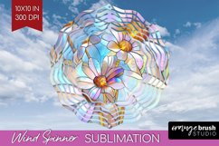 Stained Glass Flowers Wind Spinner Sublimation PNG - Floral Product Image 1