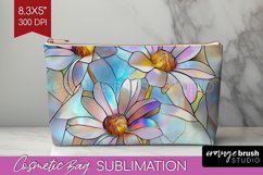 Stained Glass Flowers Cosmetic Bag - Floral Makeup Bag PNG Product Image 1