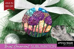 Stained Glass Flowers Ornament PNG - Floral PNG Sublimation Product Image 1