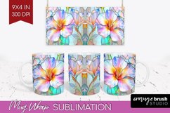 Stained Glass Flowers Mug Wrap - Floral Mug PNG Sublimation Product Image 1