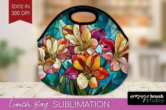 Stained Glass Flowers Lunch Bag - Floral Lunch Bug PNG Product Image 1