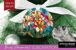 Stained Glass Flowers Ornament PNG - Floral PNG Sublimation Product Image 1