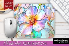 Stained Glass Flowers Mouse Pad Sublimation - Floral PNG Product Image 1