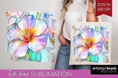 Stained Glass Flowers Tote Bag - Floral Tote Bag PNG Product Image 1