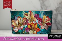 Stained Glass Flowers Cosmetic Bag - Floral Makeup Bag PNG Product Image 1