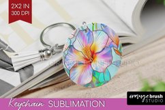 Stained Glass Flowers Keychain PNG - Floral Keychain Product Image 1