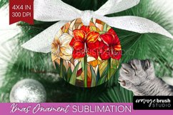 Stained Glass Flowers Ornament PNG - Floral PNG Sublimation Product Image 1