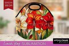 Stained Glass Flowers Lunch Bag - Floral Lunch Bug PNG Product Image 1