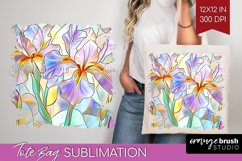 Stained Glass Flowers Tote Bag - Floral Tote Bag PNG Product Image 1