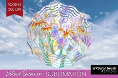 Stained Glass Flowers Wind Spinner Sublimation PNG - Floral Product Image 1