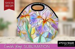 Stained Glass Flowers Lunch Bag - Floral Lunch Bug PNG Product Image 1