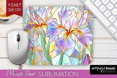 Stained Glass Flowers Mouse Pad Sublimation - Floral PNG Product Image 1